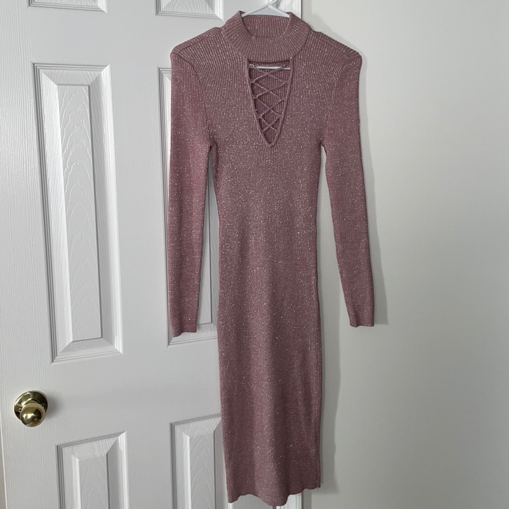 Sparkly ribbed midi dress